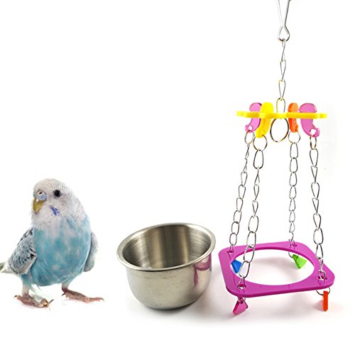 Preisvergleich Produktbild Creative Parrot Vogelfutter Futterhaus Wasser Schüssel Topf Praktische Swing Aufhängen Pet Kette Toys