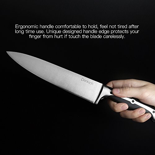 Denkich Kochmesser, 34cm Küchenmesser mit Griff aus Edelstahl,schwarz - 5