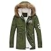 Produktbild Herren Winterjacke FORH Klassisch Retro Langarm Hoodie daunenjacke mit fellkapuze Warm Baumwolle Zipper Kapuze Steppjacke Mit Kapuze Mantel Parka Sweatjacke Outdoor Windbreaker M-4XL (2XL, Army Green)