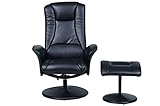 Naples Memory Foam Swivel Recliner Chair With Footstool- Black