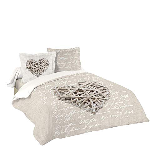 Lovely Casa HP41783001 Woodlove Housse de Couette Coton Lin 260 x 240 cm