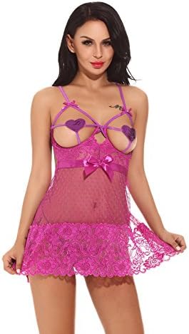 Belover Women Sexy Cupless Lingerie Lace Chemises Babydoll Nightwear