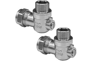 NPH PLUMBING & HEATING NPH 15mm x 1/2" Male Threaded Flat Faced Isolation Ball o fix Angle Valves for 1/2" Flexible Tap Connector (Pair)