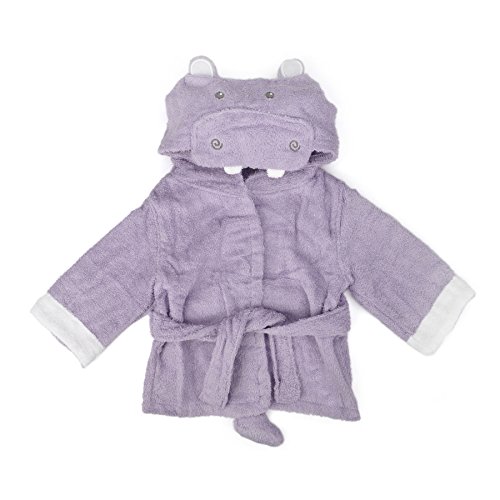 TopTie Blue Shark Hooded Bathrobe, Terry Baby Towel Bath Robe Shower 0-9 months-hippo-S