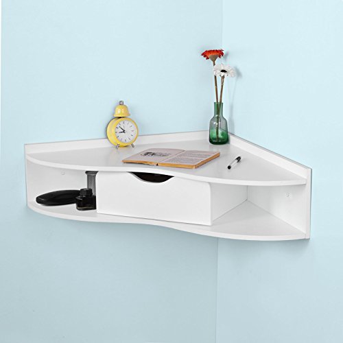 SoBuy® FWT26-W Bureau d'Angle Table Murale avec 1 Tiroir 