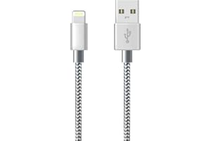 FUGETEK iPhone Charger Cable Lightning Cable [Apple MFi Certified] (Grey) Charging USB Syncing Data Nylon Braided Cord Compatible with iPhone 14/13/12/11 Pro Max/XS MAX/XR/XS/X/8/7/Plus/6S/6/SE/5S (2M)