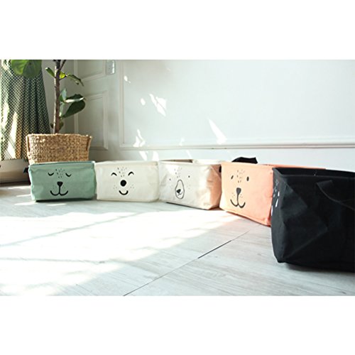 Inwagui Faltbaren Organizer / Wäschesammler / Wäschekorb / Baumwolle Wäschekorb Wäschekorb mit Griffen 30 * 24 * 17 cm-Weiß - 4