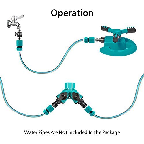 Rasen-Sprinkler-Bewässerung, Pathonor Garten Bewässerung 360 ° Ein langer Radius mit europäischem Standardadapter mit Sockel für Bewässerungsanlagen, Blumen und Gärten - 6