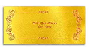 Brown Cloud Customised Exclusive Designer Satin Golden Shagun/Money/Gift Envelope/Cover/Lifafa for Gift/Festival with Personalized Text Message/Name/Photo (002) (Pack of 10)