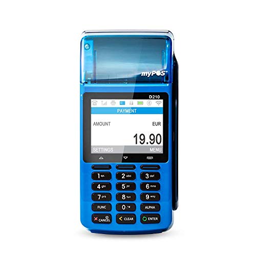 MyPOS Combo (Blue) terminal de POS portátil con impresora para todos los tipos de tarjetas viene con un completo kit de pago en línea + tarjeta de débito gratis y EU IBAN