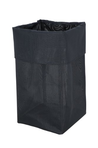 WENKO 2780004100 Wäschesammler Lifetime Schwarz L - Wäschekorb, Weboptik, Fassungsvermögen 54 L, Kunststoff - Polyester, 30 x 56 x 30 cm, Schwarz