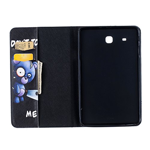 Galaxy Tab E 9.6 Hülle Case,Galaxy Tab E 9.6 Ledertasche,Ukayfe Muster Schutzhülle Leder Tasche für Samsung Galaxy Tab E 9.6 Zoll SM-T560, Niedlich Bär Malerei Slim Fit Folio PU leder Flip Cover im Bookstyle Kunstleder Schutzhülle Cover Tasche mit Ständer für Samsung Galaxy Tab E 9.6 Zoll SM-T560 mit 1 x Schwarze Eingabestift (Don’t Touch Me) - 3