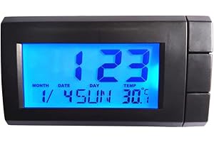 MIOYOOW Orologio da Auto, Termometro e Indicatore di Temperatura, Display Digitale per Cruscotto Con Batteria per Tutti i Modelli