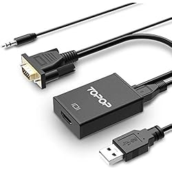 Topop VGA a HDMI Cable Adaptador Conversor con Alimentación USB, Resolución de 720P /1080P, Soporte de Audio para TV Ordenador Proyector Smart TV Box Portátil, HD TV AV HDTV Video Cable Converter
