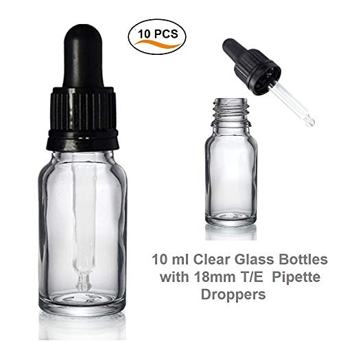 Frasco de vidrio ámbar con capacidad para 10 ml con cuentagotas de cristal transparente, de Bee Beautiful