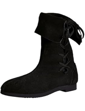 Stulpenstiefel Mittelalter Schuhe Wildleder Echtleder mit Schnürung made in Germany schwarz
