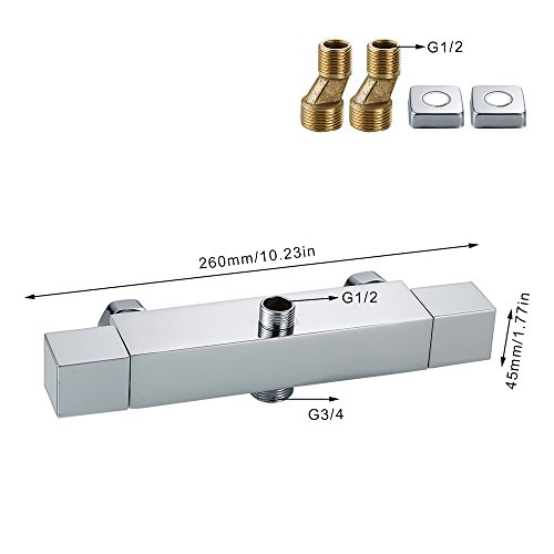 Hootecheu-Mitigeur-Thermostatique-de-Douche-Mural-Deux-Haut-et-Bass-Carr-Sorties-Robinet-de-Mlangeur-en-Lation-Chrom-pour-Salle-de-Bain-Baignoire-avec-Accessories