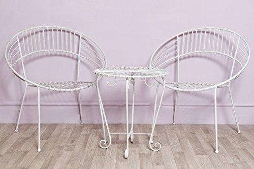 Vintagevibe Retro Metal 1960'S Style Antique White Garden Or Conservatory Table & Chairs