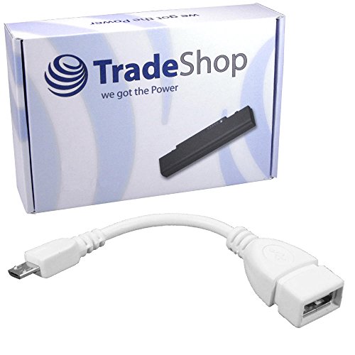 OTG Adapter Kabel Weiß Micro-USB (On-The-Go Adapterkabel Micro A Stecker auf USB B Buchse) für Samsung Galaxy S2 S3 S4 S5 mini active Note 2 3 Galaxy Tab