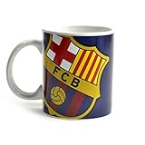 Taza con escudo y logotipo del FC Barcelona.