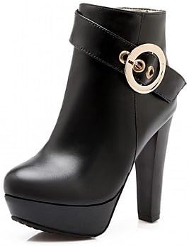 Women's Shoes PU Leatherette Fall Winter Comfort Novelty Fashion Boots Boots Chunky Heel Round Toe Booties/Ankle Boots Buckle For Party &amp; , white , us5.5 / eu36 / uk3.5 / cn35