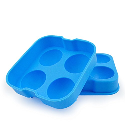 Silikonform für 4 Ice-Balls, Ice-Ball-Maker, riesige Eis-Kugeln, perfekt für Longdrinks, wie Gin-Tonic, Vodka-Bull oder Whiskey-Cola, Party-Highlight, Eiswürfel, Shots, Ice-Cube, Farbe: Blau - 7