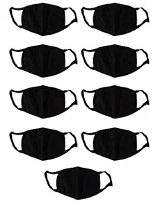 CARE 'N' TOUCH Breathable Reusable Cotton Half Face Ear loop Dust Mask for Outdoor . Sport , Black , Free Size (Pack of 9)