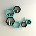 USHA Furniture Wall Shelf Rack Set Of 6 Hexagon Shape Storage Wall Shelves For Home - Sky Blue & Black RS.1699.00