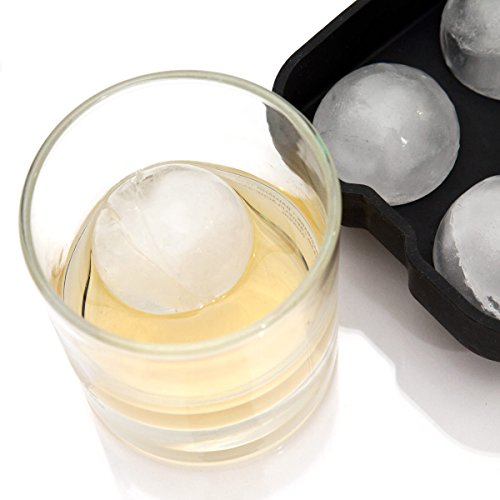 Ice Balls XXL Eiskugelform für 4 Eiskugeln aus Silikon Eiswürfelform Eiskugeln Sphere Mold Maker - 4