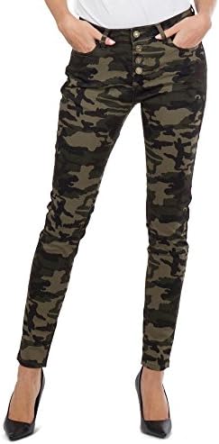 Army Camouflage Skinny Stretch Slim Jeans - Dark Green (8)