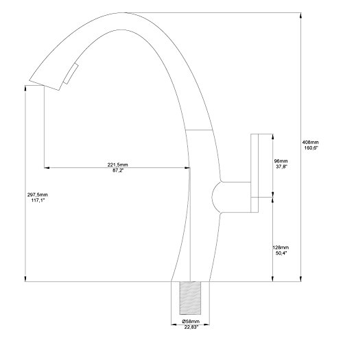GICASA Messing Einstab unten Sprüher Küchenarmatur , ausziehbare Küchenmixer rotierenden Düsen schwarze Armaturen - 5