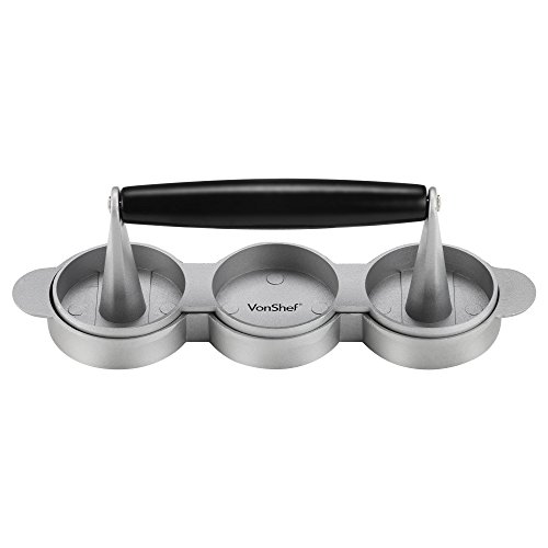 VonShef Presse um 3 hausgemachte Mini-Hamburger oder Beefburger zur selben Zeit herzustellen. Inklusive 120 gratis Wachsscheiben - 6
