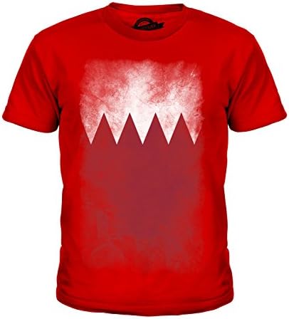 Candymix Bahrain Faded Flag Unisex Kids T Shirt Boys/Girls/Toddler/children T-Shirt, Age 4, Colour Red