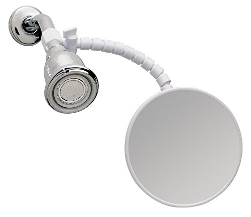 mDesign Beschlagfreier Dusch-/Rasierspiegel für das Bad mit flexiblem Arm - Weiß