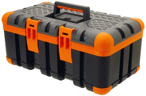 Werkzeugkoffer Werkzeugkiste Werkzeugkasten Werkzeugbox Kunststoff Werkzeug 50x30x22 cm orange schwarz gummierte Ecken