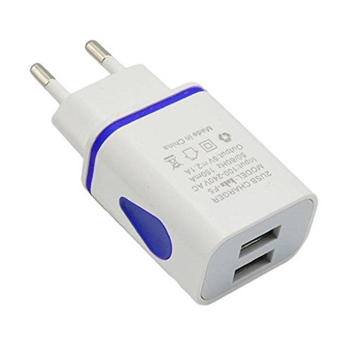 zolimx LED 2 Puerto pared Home Travel cargador AC adaptador USB, enchufe de la UE (azul)