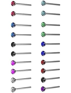 20-teiliges Sterling Silber Diamant-Stil Nasenstecker Körperschmuck Set mit Kästchen von Kurtzy - Verschiedene...