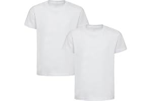 KHIM Kids Adult Pack of 2 Plain PE T Shirts Boys Girls Active Wear Crew Neck T-Shirt Lightweight & Breathable Fabric Ideal for PE and School Uniform