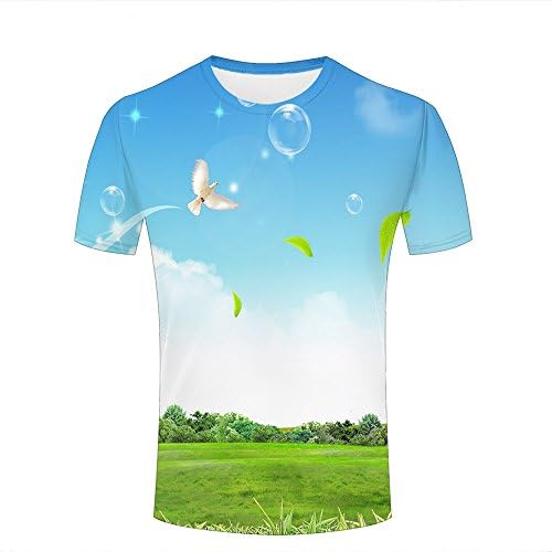 HONGJIA Men 3D Tshirts Funny Unisex Bubbles Dove Field Fresh Graphic Tees XL