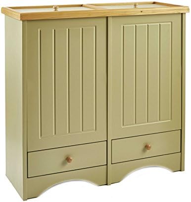 Winchcombe Kitchen Double Bin Waste Rubbish Unit Dustbin 66 Litre Wooden Sage