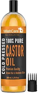 WishCare Premium Cold Pressed Castor Oil - Pure & Virgin Grade - For Healthy Hair and Skin - 200 Ml