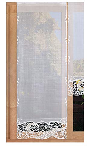 SeGaTeX home fashion Hochwertige Flächengardine Venna mit breiter Kante aus Plauener Spitze beige | Oberstoff Käseleinenoptik