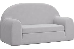 ‎VIDAXL vidaXL Kinder Schlafsofa 2-Sitzer, 2-in-1 Kindersofa mit Schlaffunktion, Kindersessel Sofa Abnehmbarer Bezug, Kindercouch Couch Kindermöbel, Hellgrau Weicher Plüsch