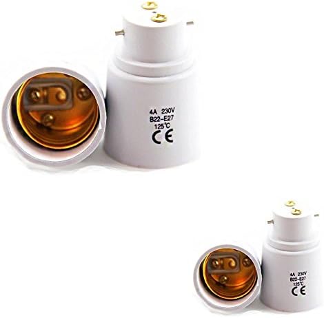 Aistuo B22 to E27 Adapter, LED Bulb Base Converter Halogen CFL Light Lamp Adapter Socket Change (2 Pack)