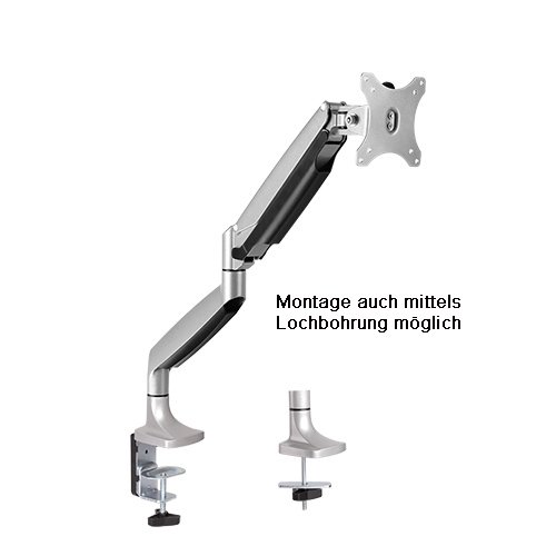 Aluminium Gasdruck Tischhalterung für LED und LCD Monitore bis 32 Zoll VESA 75×75 100×100 HALTERUNGSPROFI OFFICE-GS312A (1 Monitor) - 5