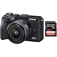 Canon EOS M6 Mark II 32.5MP + EF-M 15-45mm f/3.5-6.3 is STM Lens + SanDisk 128GB Extreme Pro SDXC UHS-I Card - C10, U3…