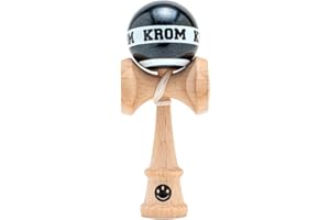 KROM Kendama Micro Black - Mini Kendama Made of Beech Wood - Fully Playable - Pocket Size - For Beginners & Professionals