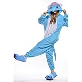 Free Fisher Damen/ Herren Schlafanzug Pyjama, Tier Kostüm, Elefant Blau, Gr. S (Körpergröße 146-159 CM) -