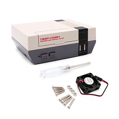 YIKESHU Retroflag Nespi Case Plus botón de Encendido Funcional con Apagado Seguro para Raspberry Pi 3 B + (B Plus), Ventilador de refrigeración pequeño sin escobillas (Estuche + y Ventilador)
