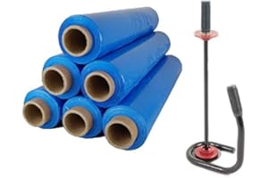 Freiziel® Profi Abroller Premium Black + 6 Rollen 2,5 kg Stretchfolie 23 my (blau)